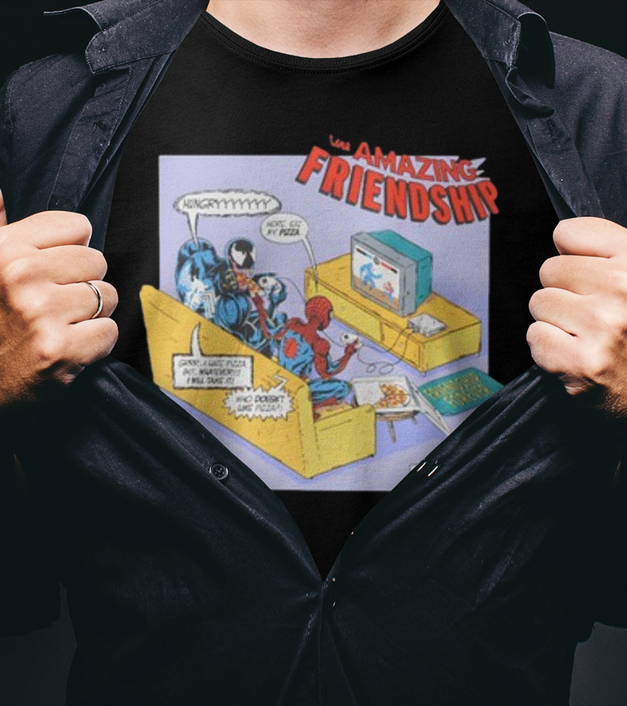 Hungry Pizza Lovers Unite On Couch With Amazing Friendship TV T-Shirt