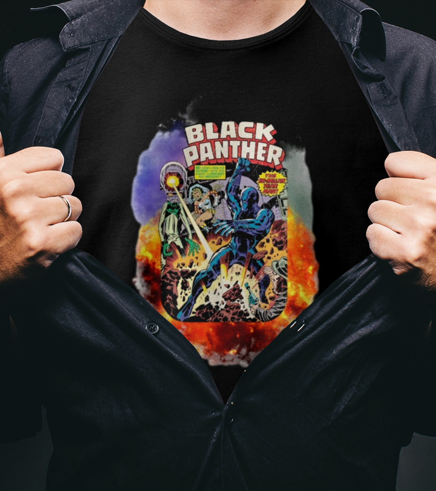 Black Panther Comics Explosive Action The Six-Million Year Man T-Shirt