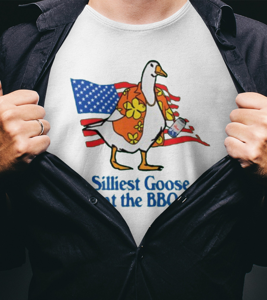 Silliest Goose At The BBQ Patriotic Hawaiian Shirt USA Flag T-Shirt