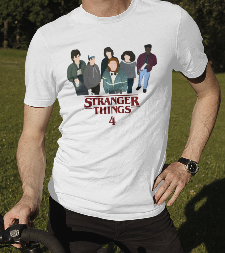 Stranger Things 4 Cast Illustration Steve Harrington Group T-Shirt
