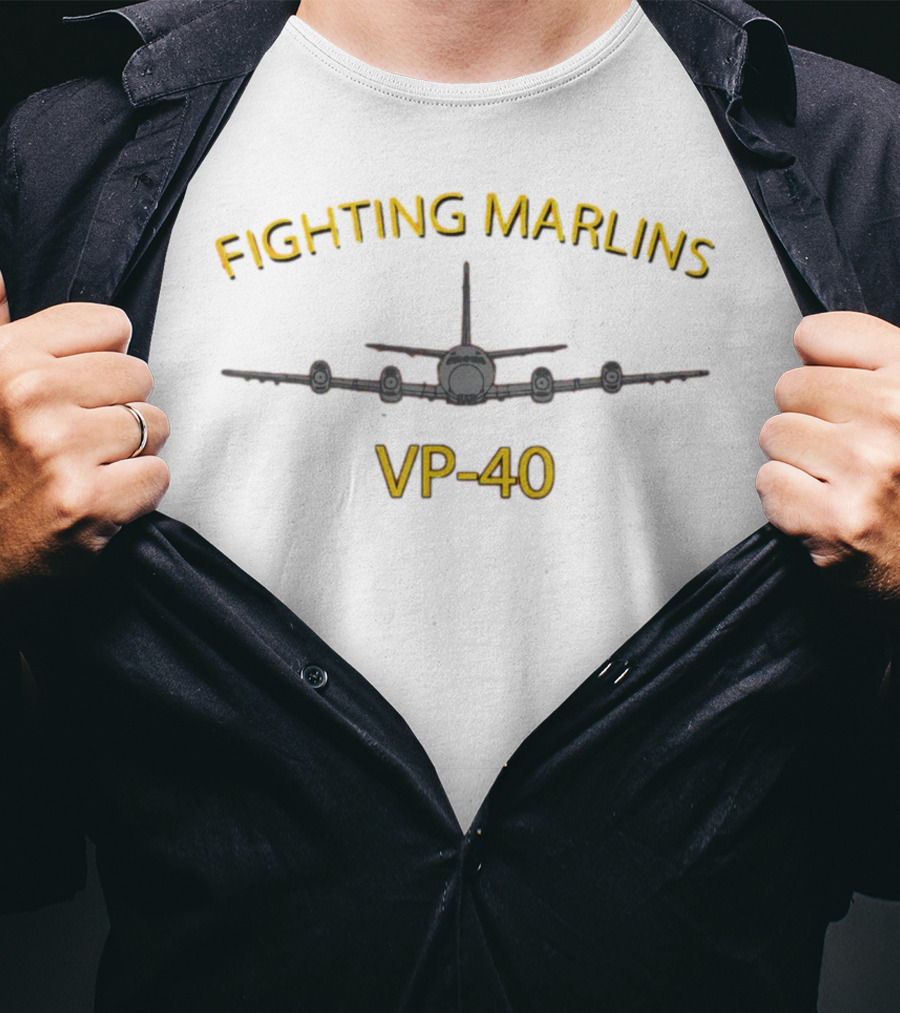 Fighting Marlins VP-40 P-3 Orion Patrol Squadron Airplane Emblem T-Shirt