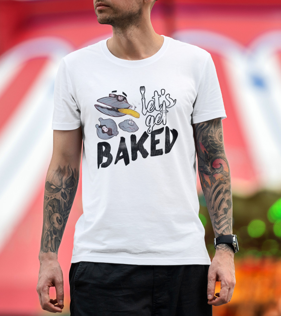 Cape Cod Clams Let's Get Baked with Corn and Cutlery Motif T-Shirt