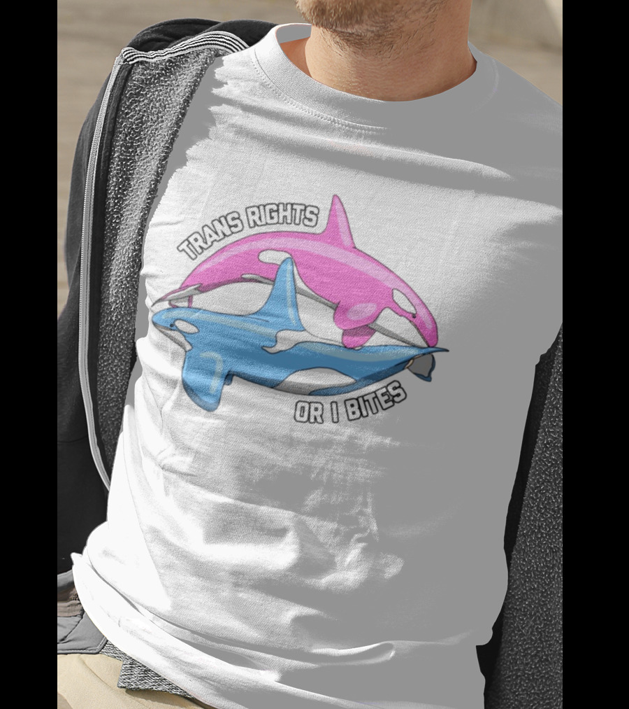 Trans Rights Or I Bites Pink And Blue Dolphins T-Shirt