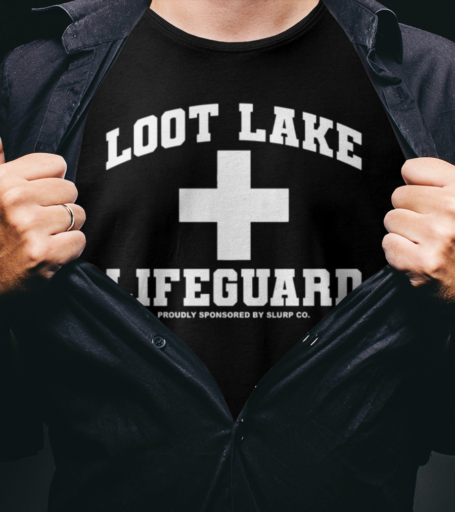 Loot Lake Lifeguard Sponsored By Slurp Co Bold Text Plus T-Shirt
