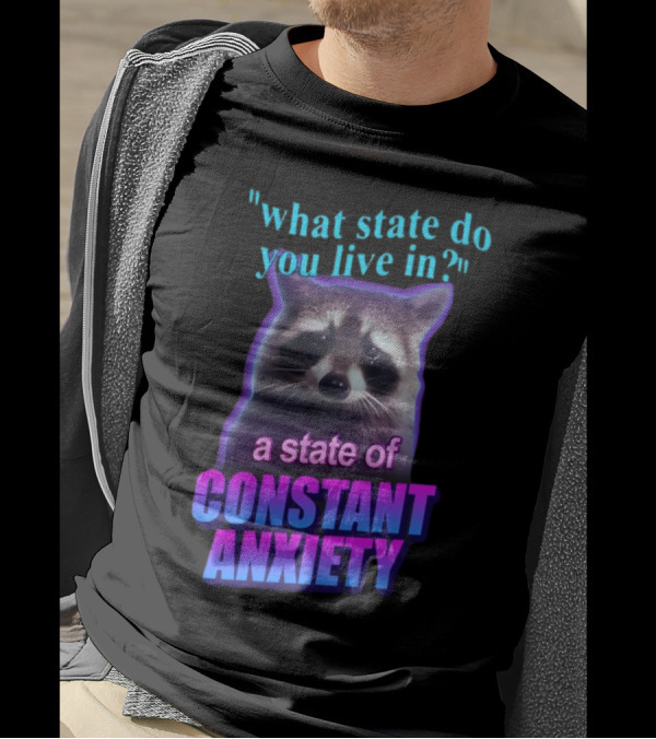 State Of Constant Anxiety Raccoon Humor T-Shirt