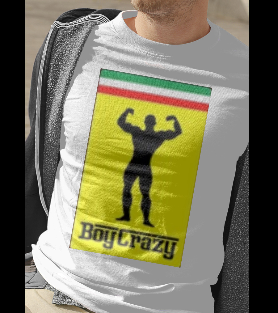 Boy Crazy Italia Bodybuilding Silhouette Italian Flag T-Shirt