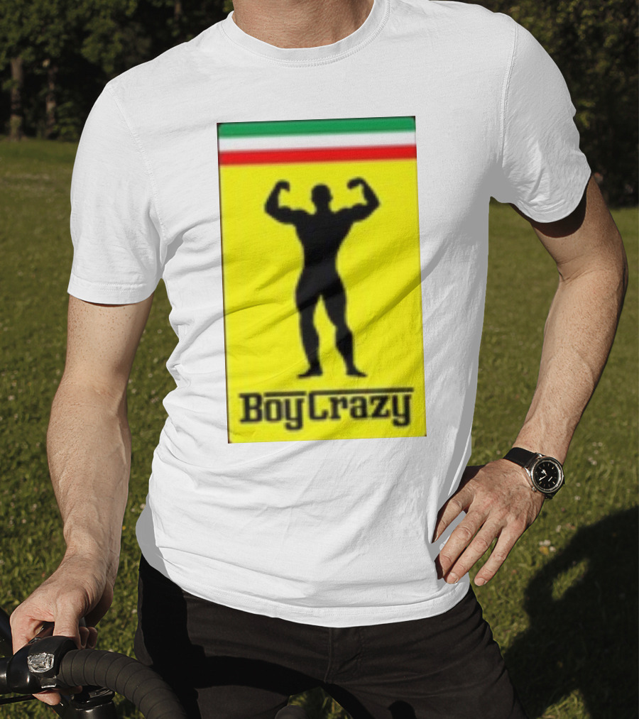 Boy Crazy Italia Bodybuilding Silhouette Italian Flag T-Shirt