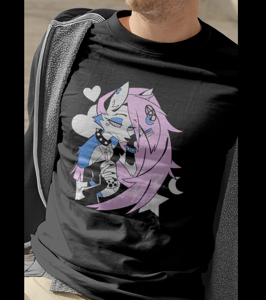 Trans Colored Loona Pastel Goth Aesthetic With Heart And Star Symbols T-Shirt