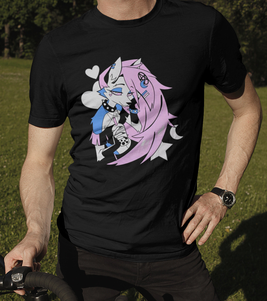 Trans Colored Loona Pastel Goth Aesthetic With Heart And Star Symbols T-Shirt