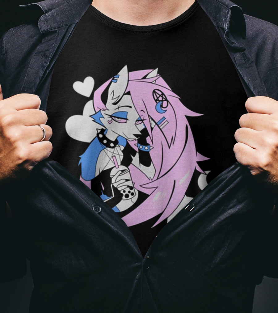 Trans Colored Loona Pastel Goth Aesthetic With Heart And Star Symbols T-Shirt