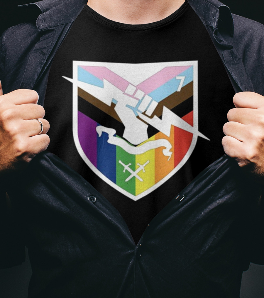 Bungie Pride Progress Flag Fist Lightning Shield T-Shirt
