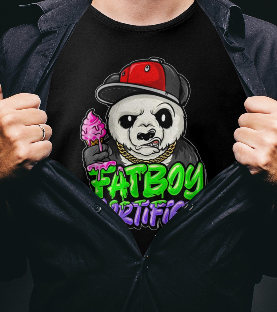 Fat Boy Certified Panda With Red Cap And Ice Cream T-Shirt