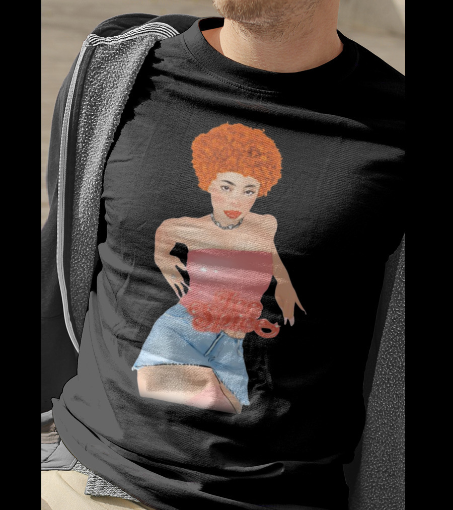 Icespicemusic Ice Spice Red Hair Pink Top Denim Skirt T-Shirt