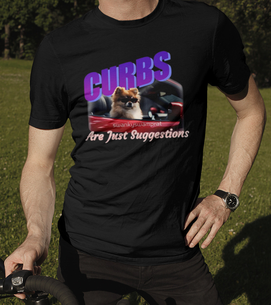 Curbs Are Just Suggestions SwankySwamprat Dog In Car T-Shirt