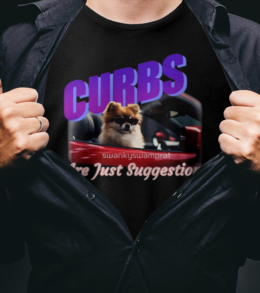 Curbs Are Just Suggestions SwankySwamprat Dog In Car T-Shirt