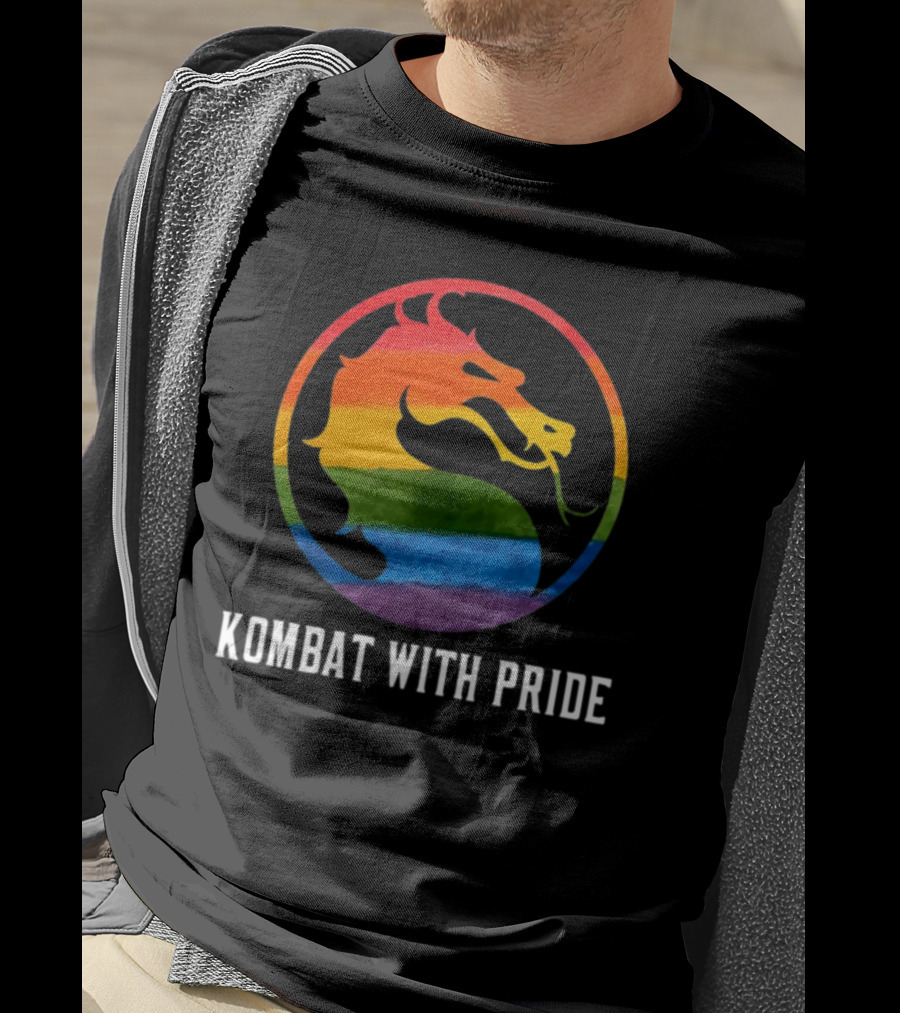 Kombat With Pride Rainbow Dragon Emblem T-Shirt