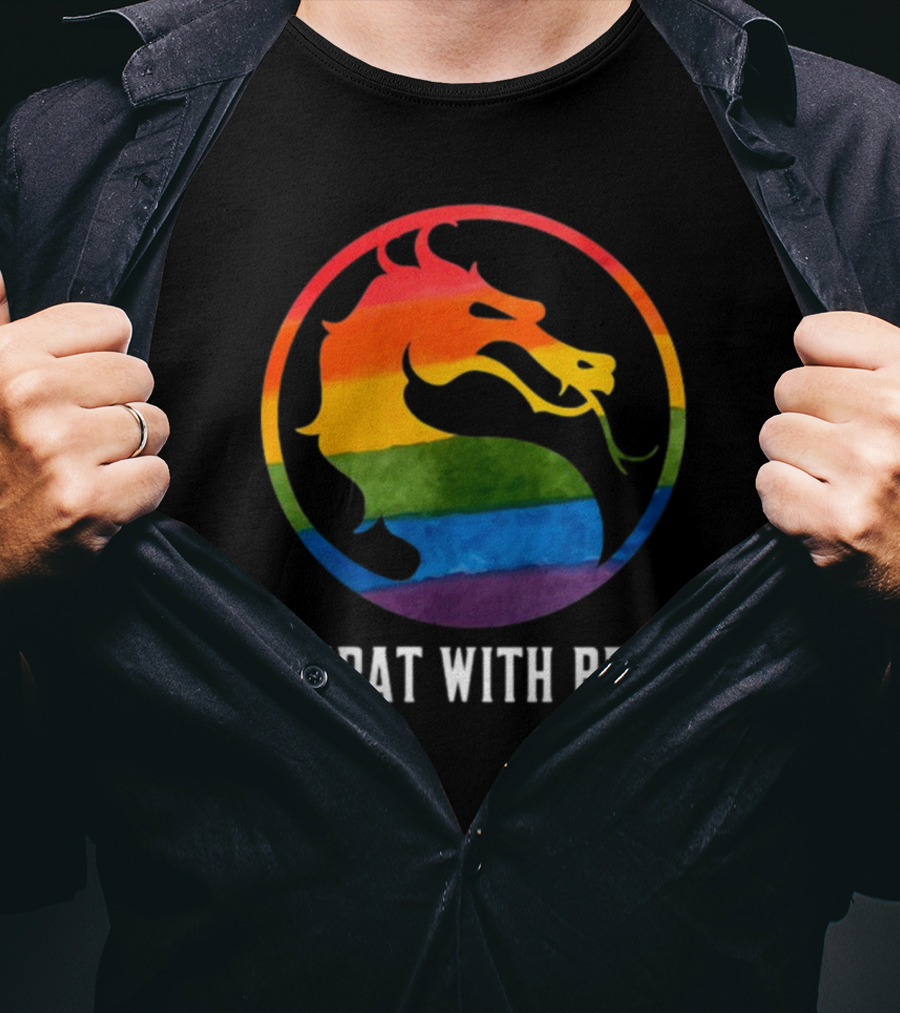 Kombat With Pride Rainbow Dragon Emblem T-Shirt