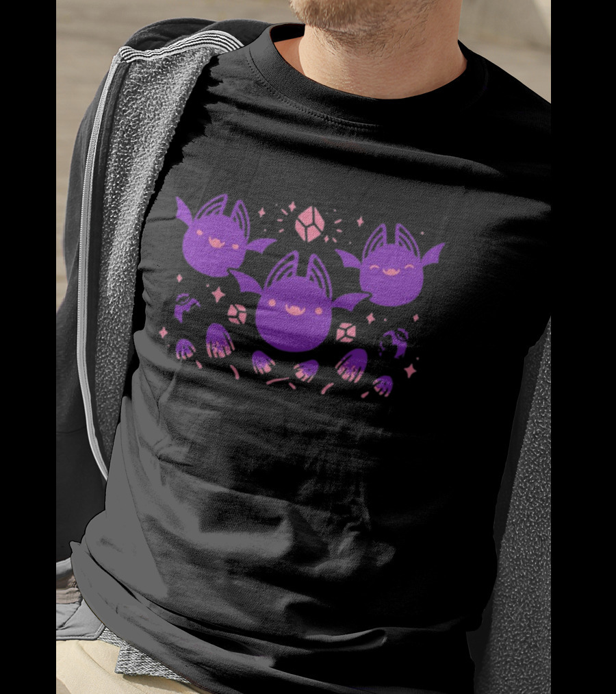 Batty Buddies Cute Purple Cartoon Bats Fun T-Shirt