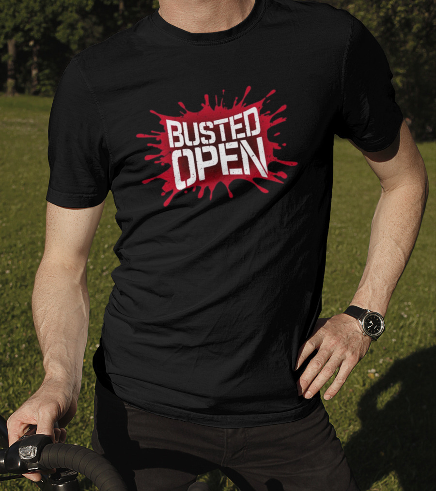 Busted Open Red Splatter Text T-Shirt