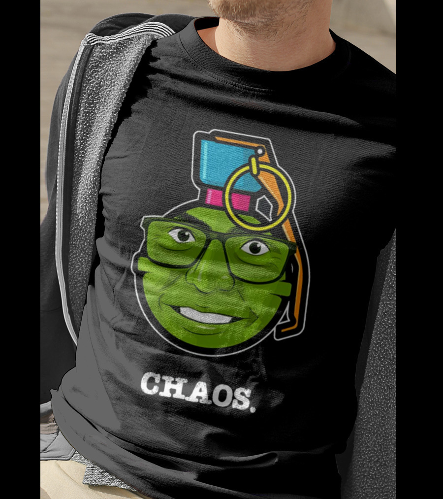 CHAOS Grenade Green Face With Glasses T-Shirt