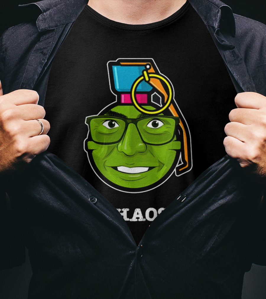 CHAOS Grenade Green Face With Glasses T-Shirt