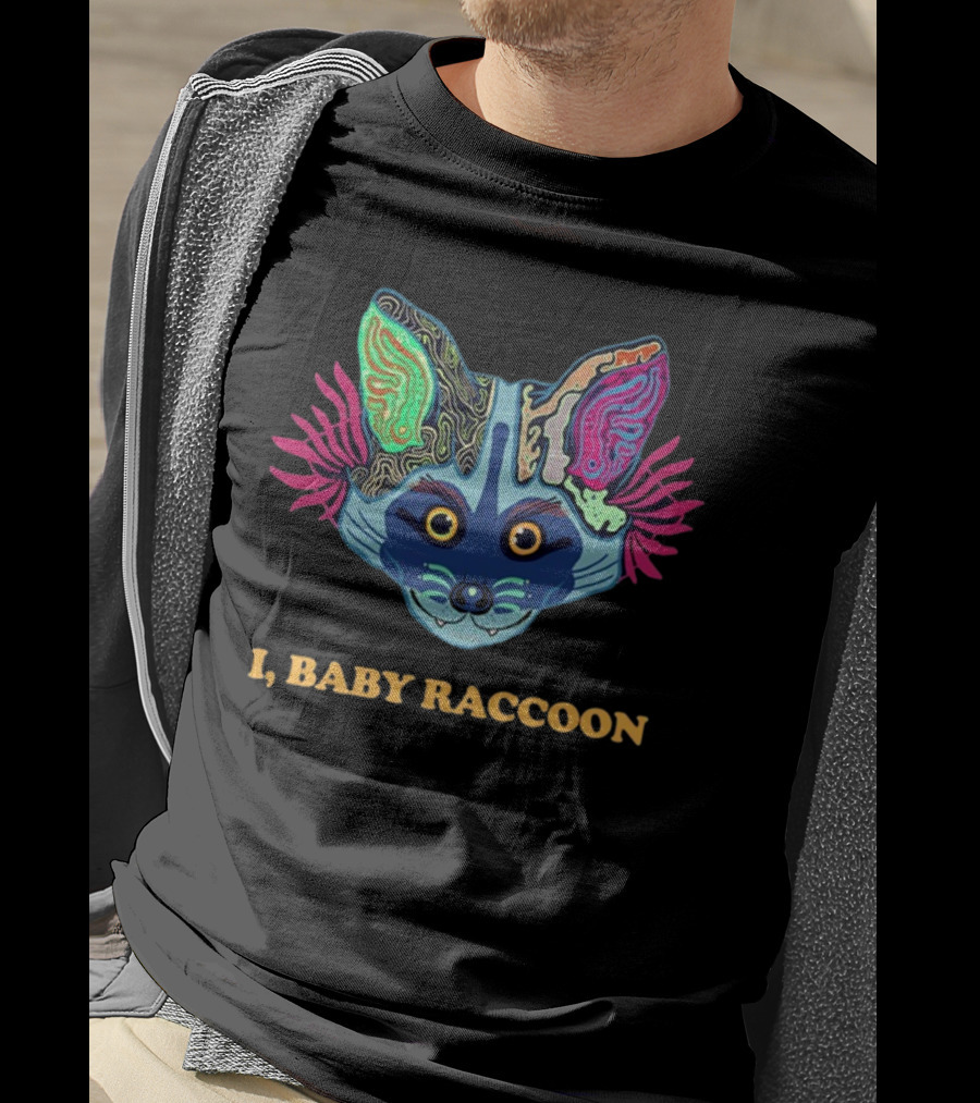 I Baby Raccoon Psychedelic Cat Face T-Shirt