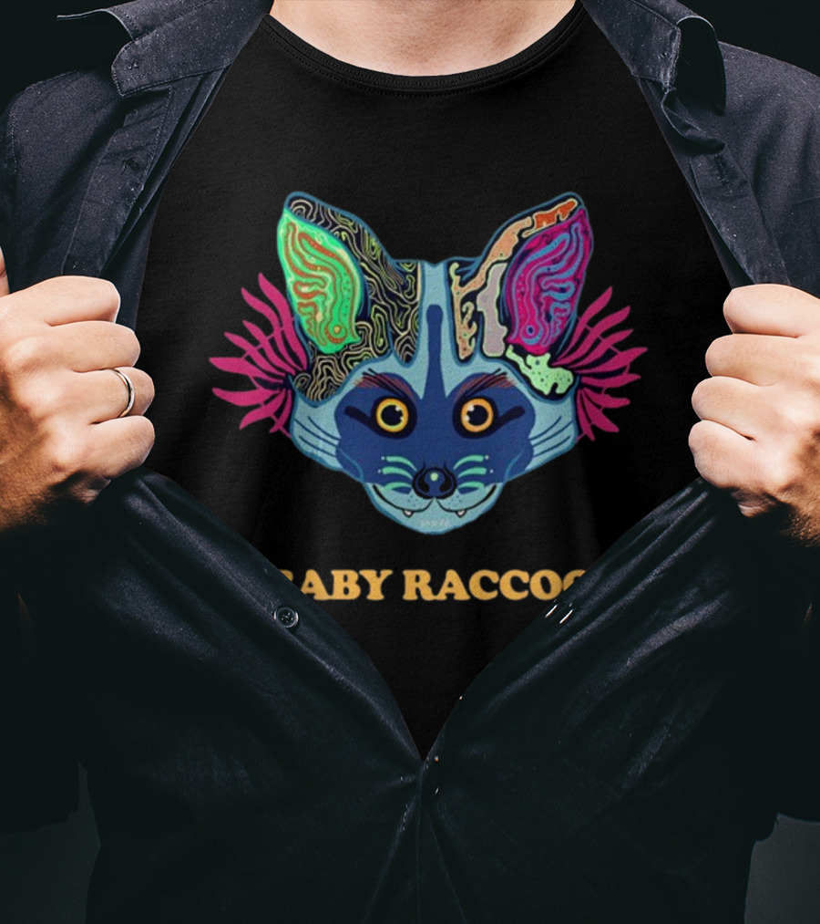 I Baby Raccoon Psychedelic Cat Face T-Shirt