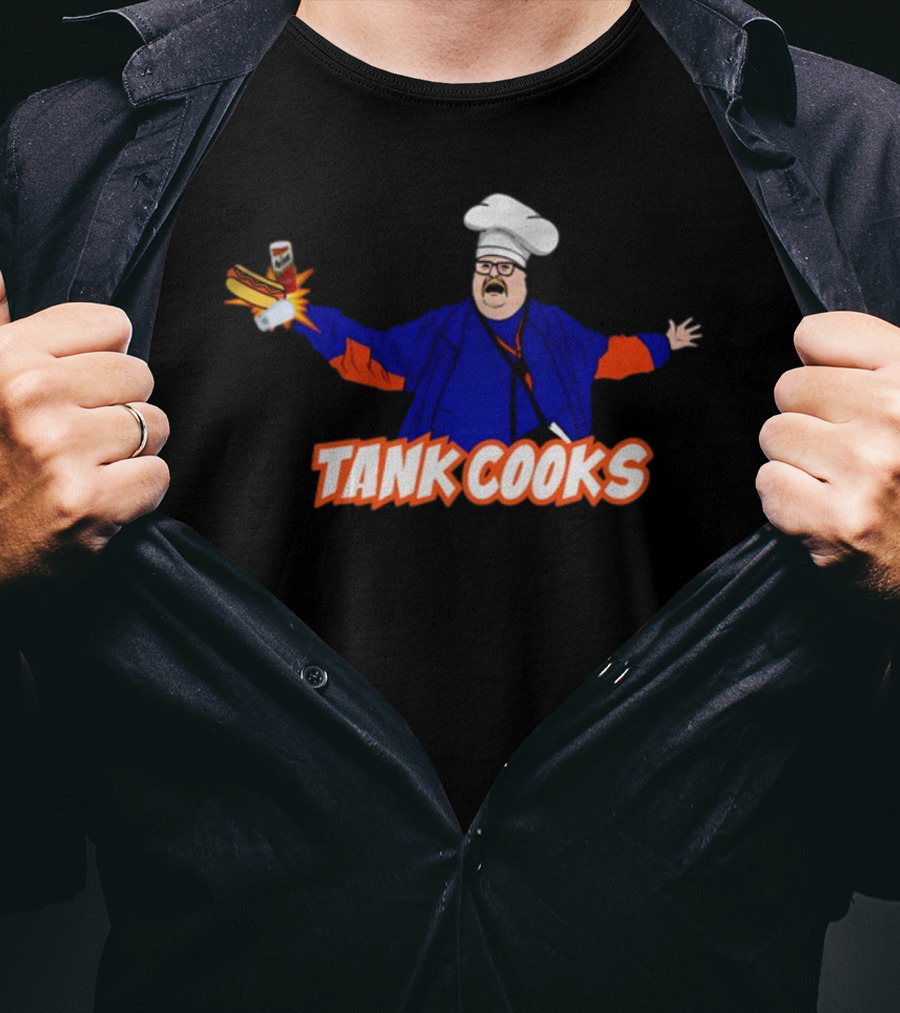Tank Cooks Chef Hat Hot Dog Comic T-Shirt