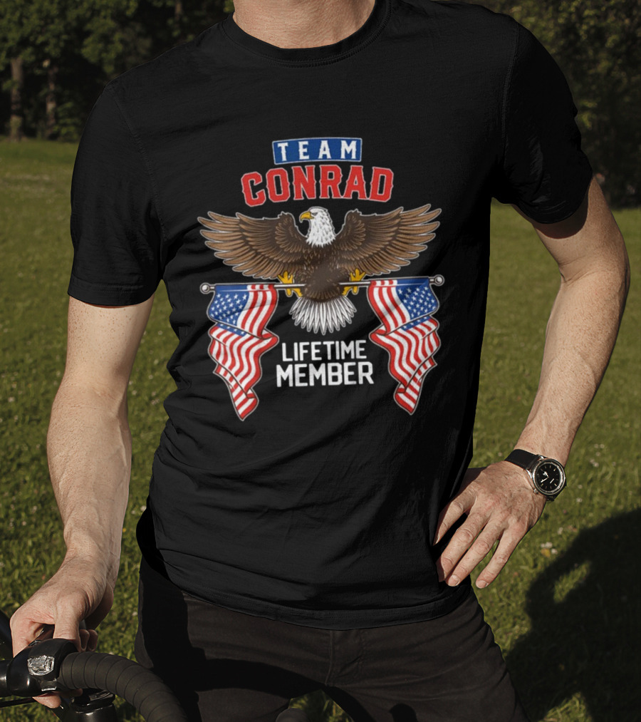Team Conrad Lifetime Member American Eagle Flag T-Shirt
