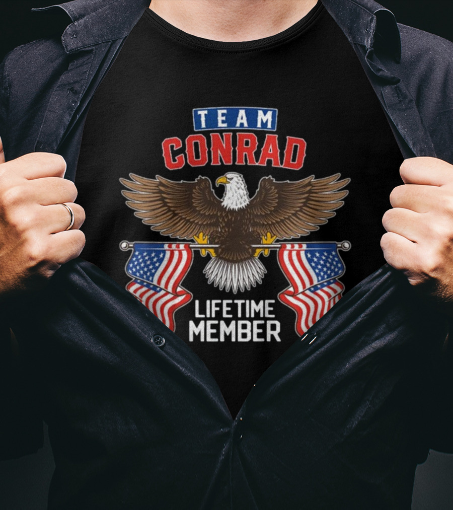Team Conrad Lifetime Member American Eagle Flag T-Shirt