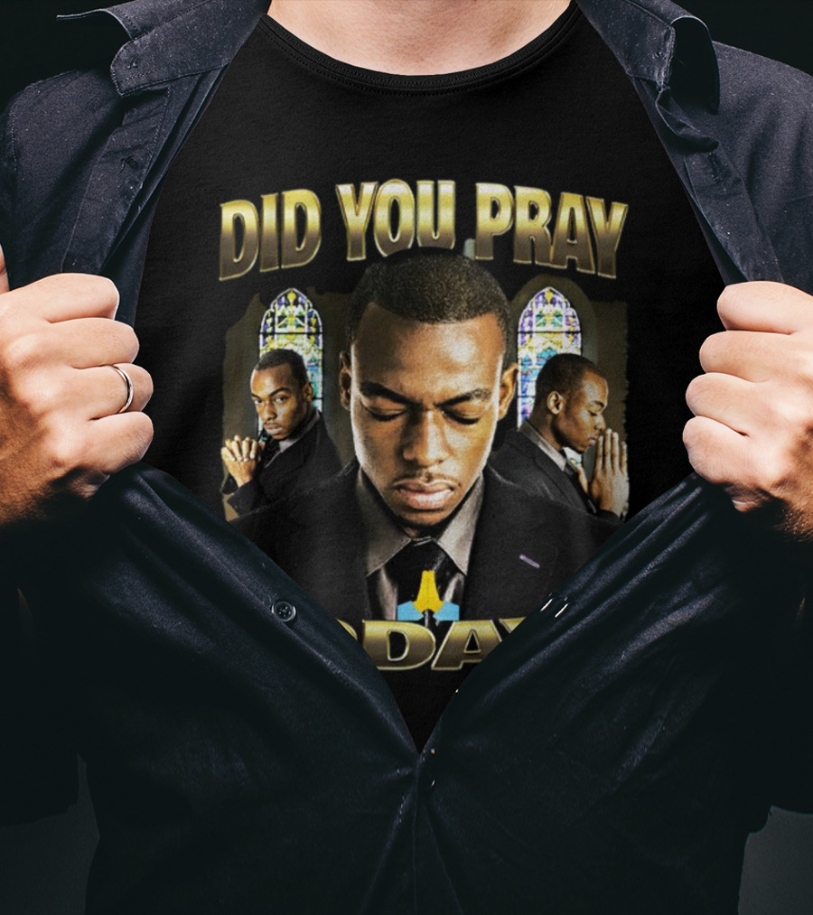 Did You Pray Today Reflective Prayer Stained Glass Background T-Shirt