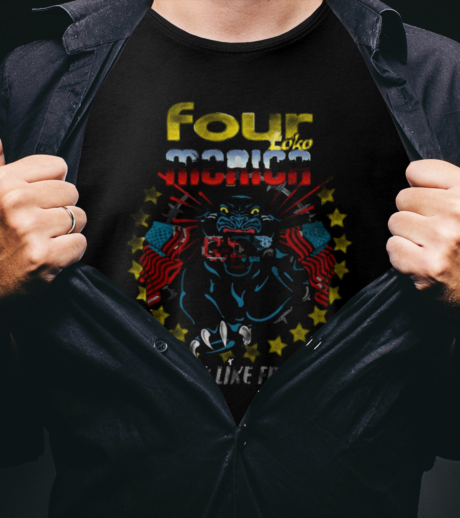 Four Loko Merica Panther With Guns Tastes Like Freedom T-Shirt
