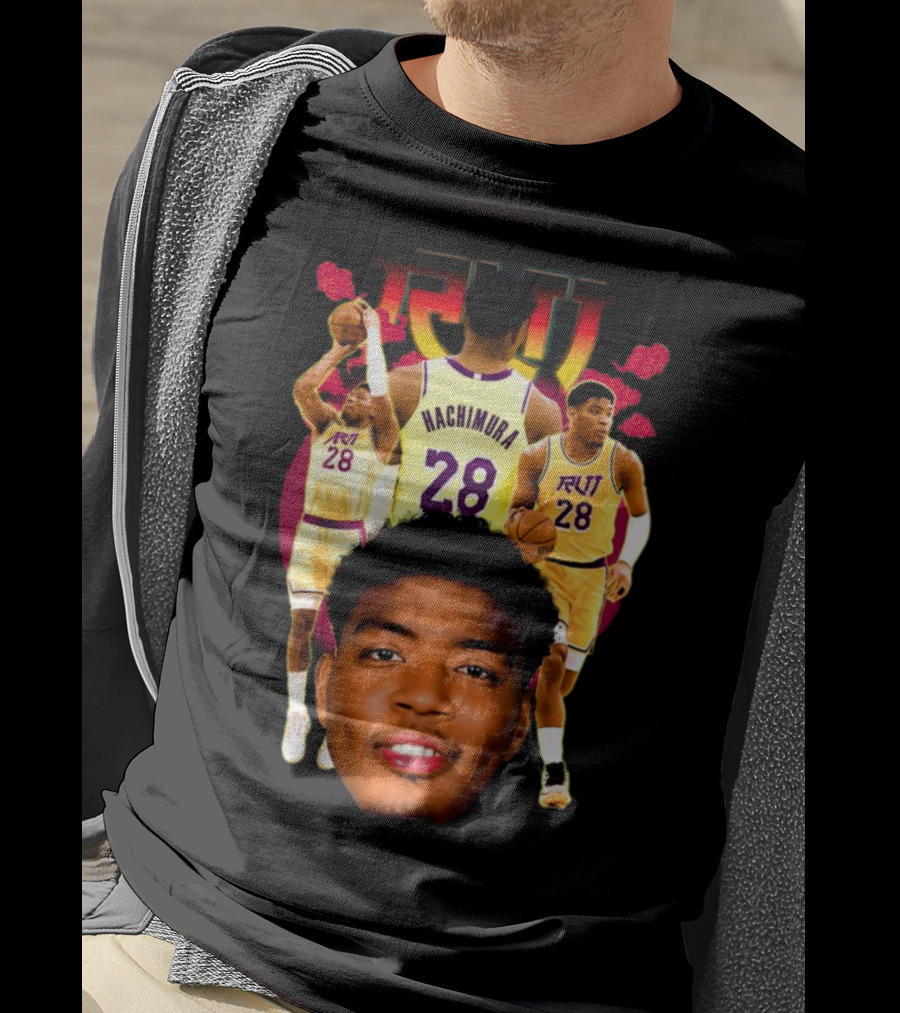 Rui Hachimura 28 Basketball Player Portrait Trio T-Shirt