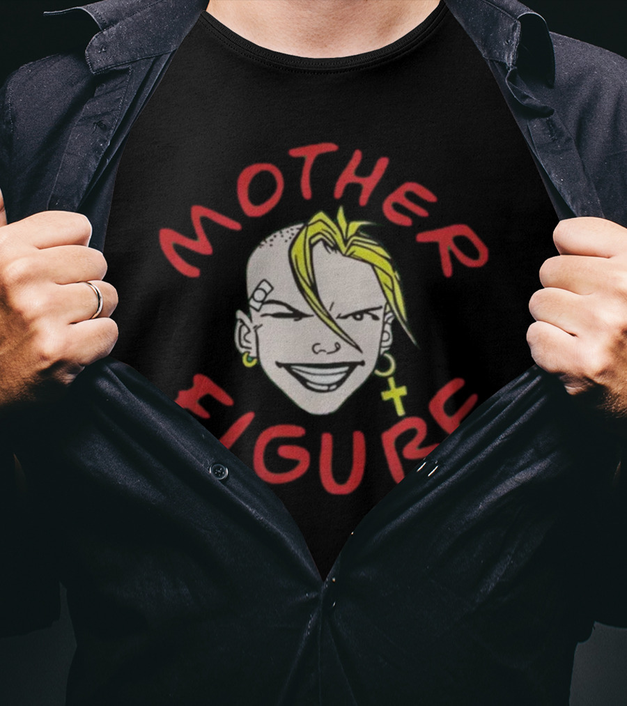 Mother Figure Rebel Character With Cross Earring And Bandage T-Shirt