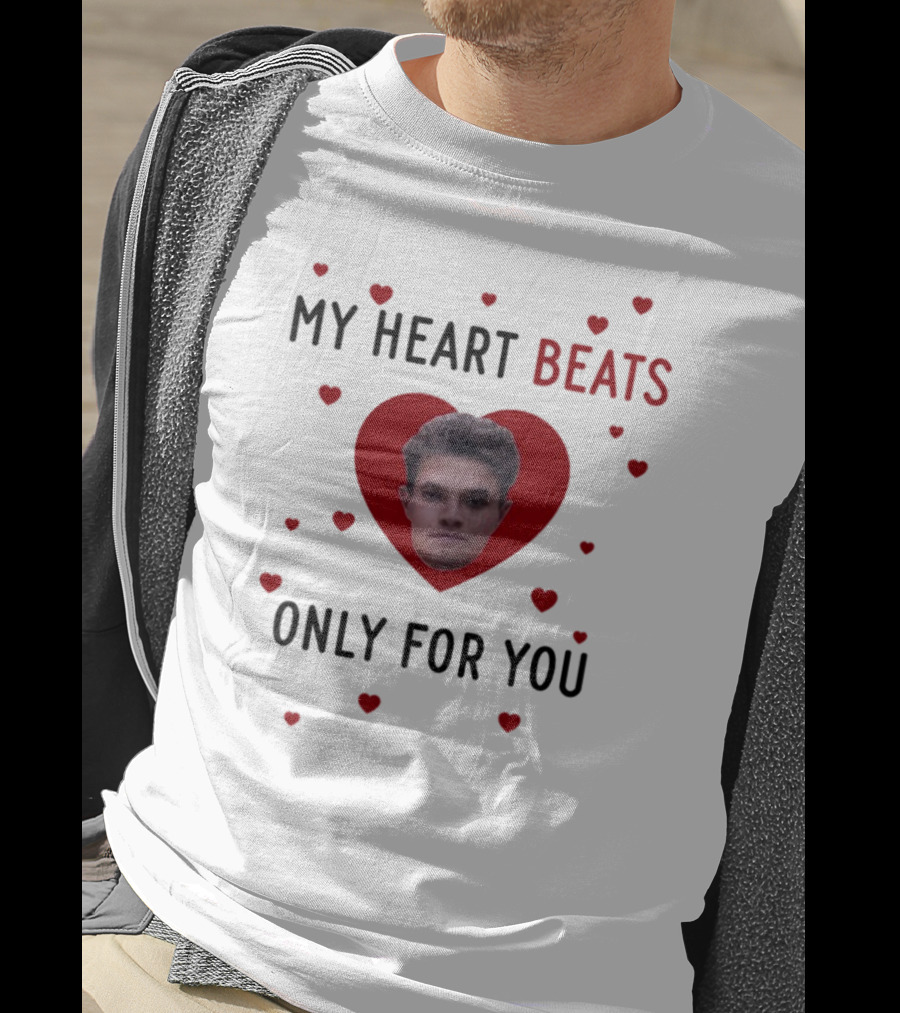 My Heart Beats Only For You Red Heart Face T-Shirt