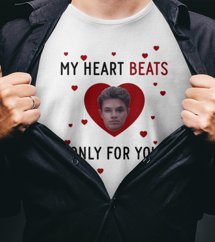 My Heart Beats Only For You Red Heart Face T-Shirt