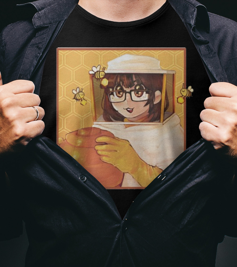 Bizabizow Bee Zabizow Honeycomb Beekeeper Anime Character With Bees And Honeycomb Background T-Shirt