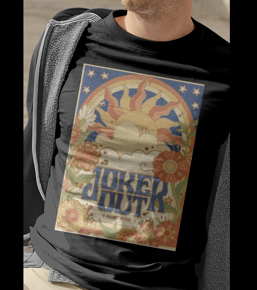 Joker Out Seize The Day Retro Floral Sunburst T-Shirt