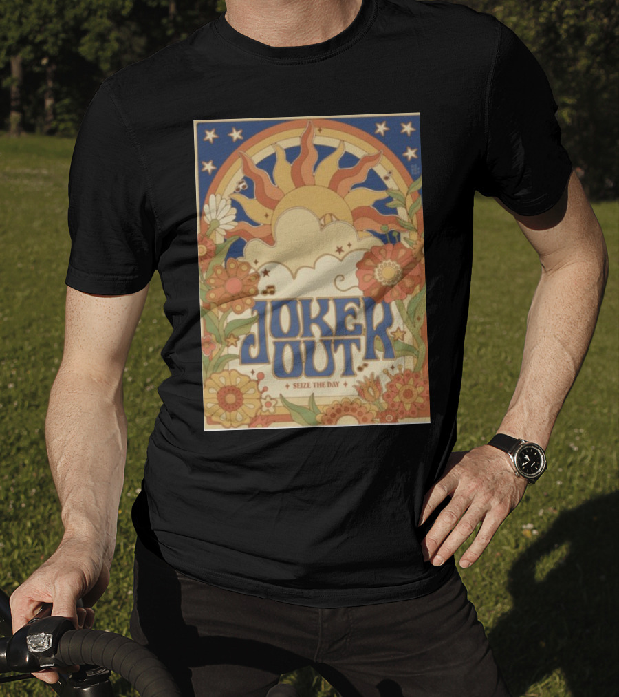 Joker Out Seize The Day Retro Floral Sunburst T-Shirt
