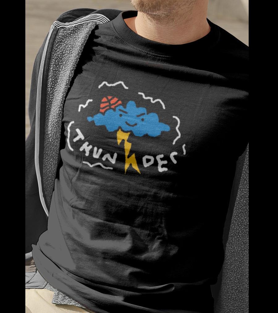 THUNDER Basketball Cloud With Lightning Bolt T-Shirt