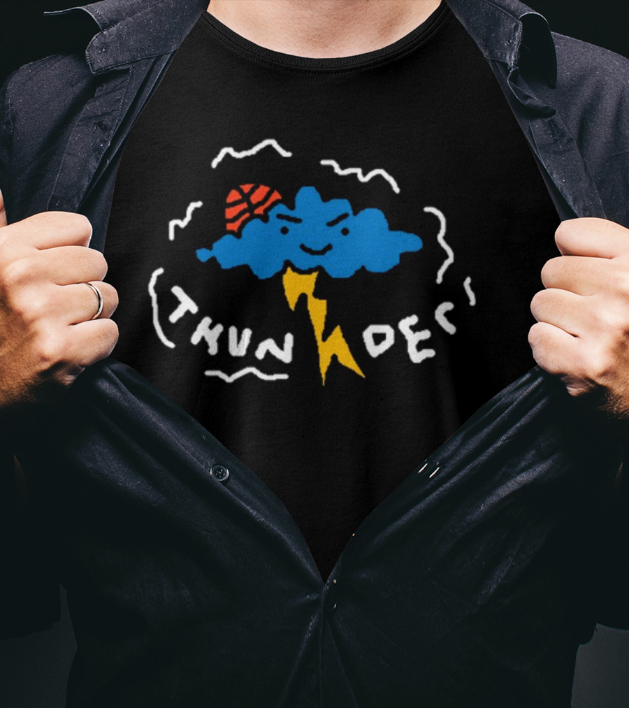 THUNDER Basketball Cloud With Lightning Bolt T-Shirt
