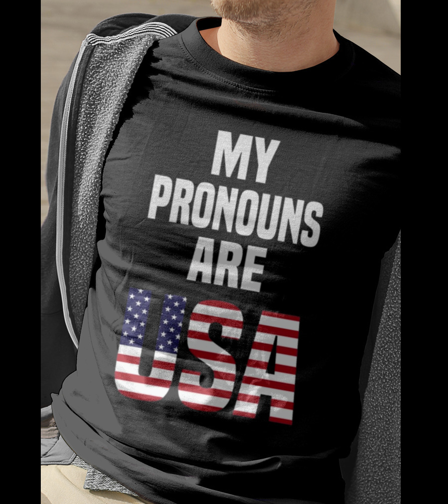 Enes Freedom My Pronouns Are USA American Flag T-Shirt