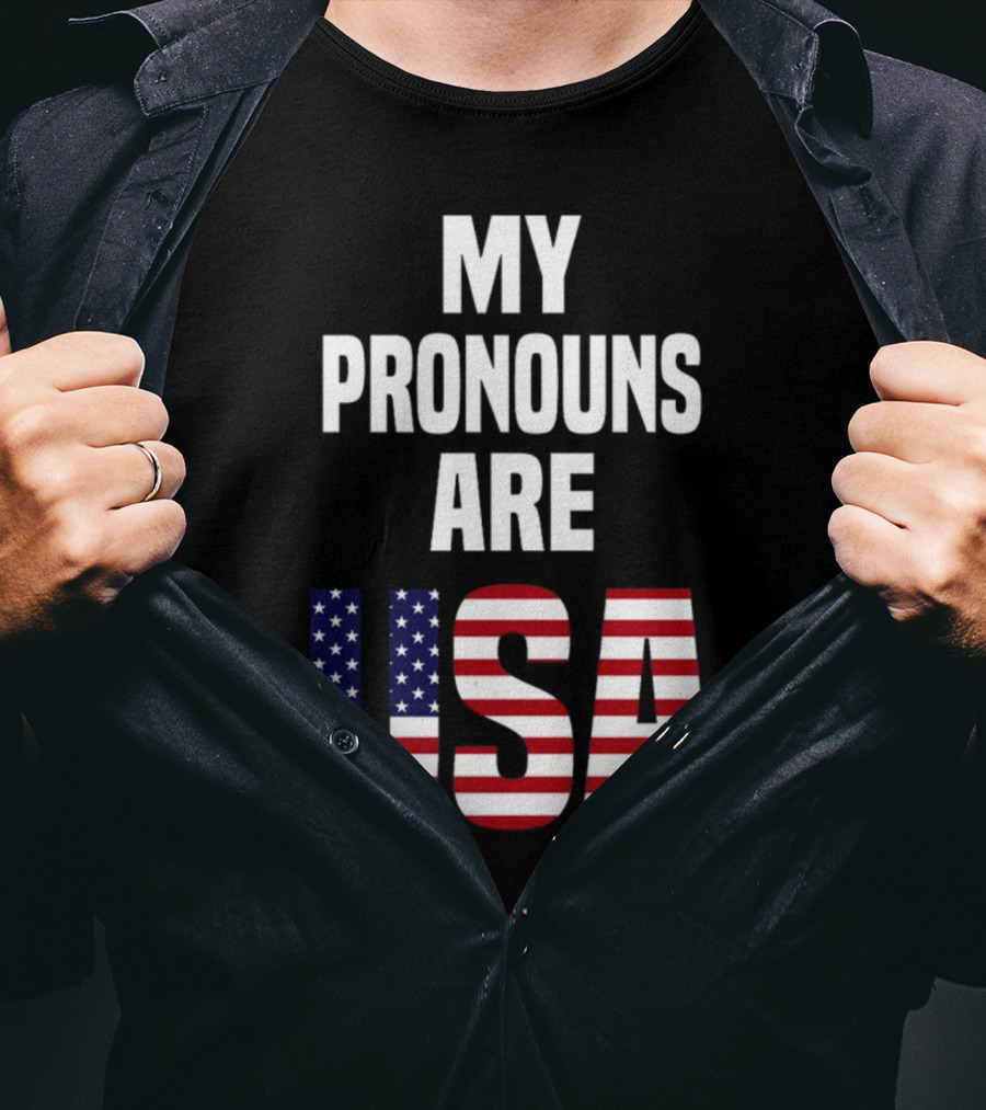 Enes Freedom My Pronouns Are USA American Flag T-Shirt