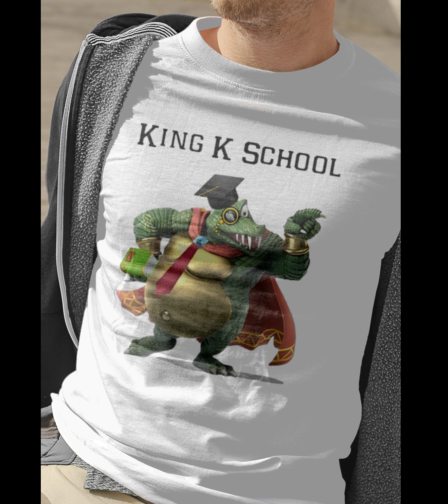 King K School Graduation Crocodile With Book And Cap T-Shirt