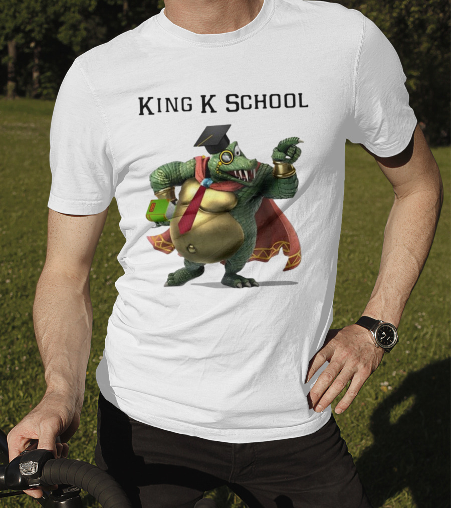 King K School Graduation Crocodile With Book And Cap T-Shirt