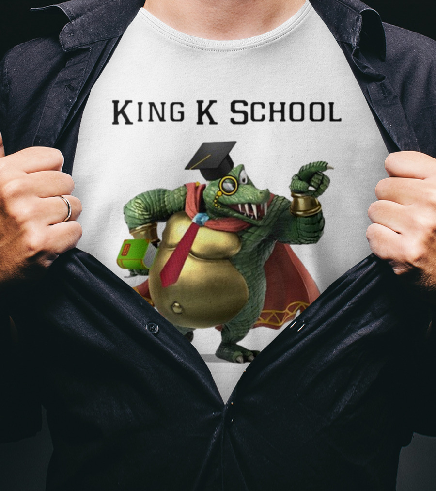 King K School Graduation Crocodile With Book And Cap T-Shirt