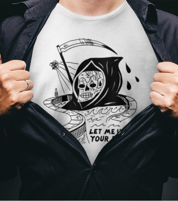 Let Me Use Your Pool Grim Reaper Skeleton Swim T-Shirt