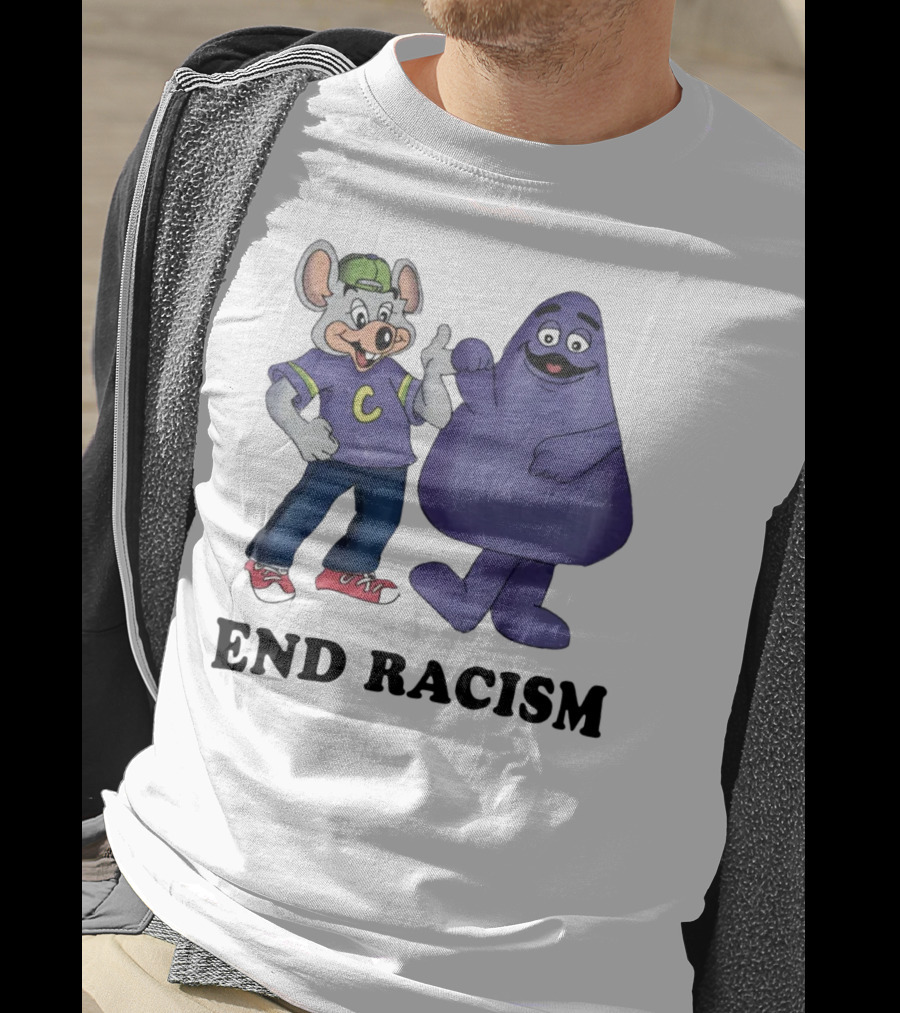 End Racism Aprilassembly Grimmace And Cartoon Mouse T-Shirt