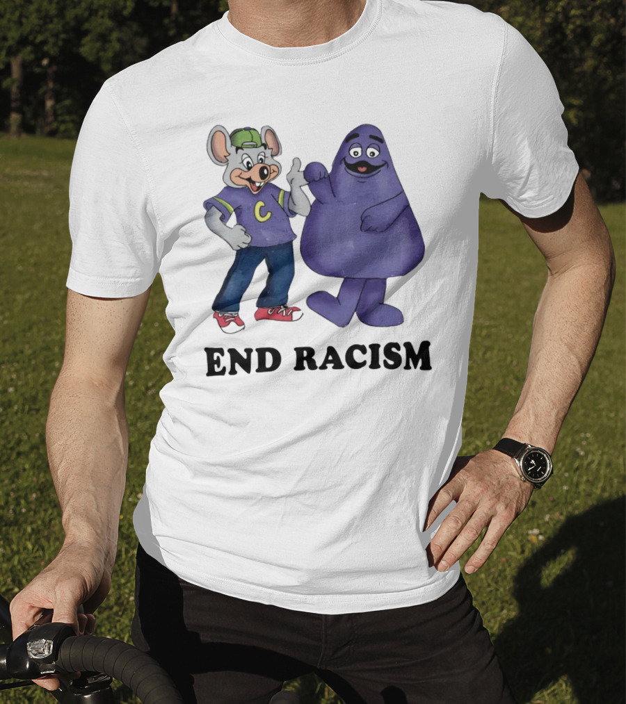 End Racism Aprilassembly Grimmace And Cartoon Mouse T-Shirt