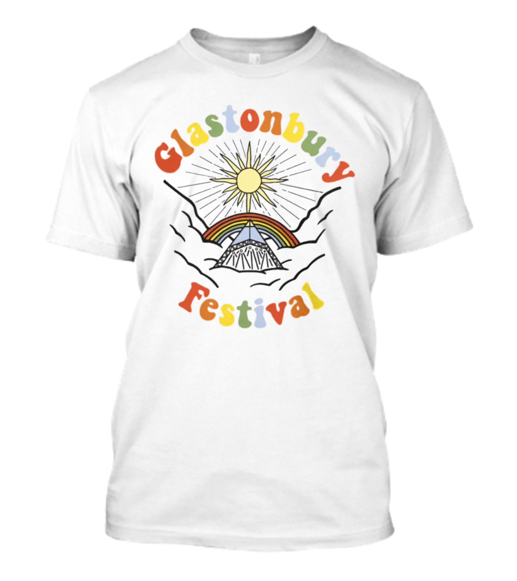 Glastonbury Festival Sun Rainbow Tent T-Shirt